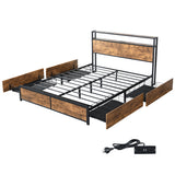 Levede Queen Bed Frame RGB LED 4 Drawers USB-1937319839207133184