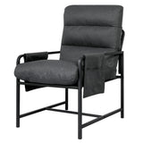 Levede Metal Framed Lounge Chair Linen in Dark Grey-1919278353454600192