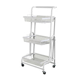 Levede 3 Tier Kitchen Trolley Cart Swivel White Colour-1910112823141339136