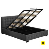 Levede Fabric Bed Frame King Tufted Dark Grey-1910113203594072064