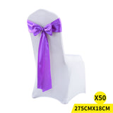 50x Satin Chair Sashes Cloth Cover Wedding Lavender-1910113035465396224