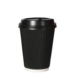 1000 Pcs 12oz Disposable Takeaway Coffee Black-1910113172673662976