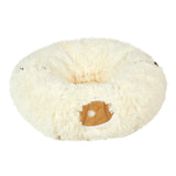 Pawz Cat Tunnel Foldable Fluffy Plush Play Tube Beige-1937319811298234368