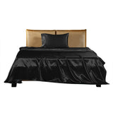 DreamZ Silky Satin Sheets Fitted Flat Single Black-1910113196275011585