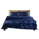 DreamZ Silky Satin Sheets Fitted Double Blue-1910113195037691905