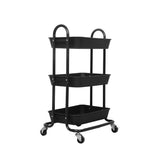 Levede 3 Tiers Kitchen Storage Trolley Black-1917016722502717441