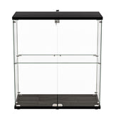 Stacked Glass Display Cabinet Lockable Collections Storage 2 Tier Shelf 2 Door-1937319791652114433
