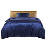 DreamZ Silky Satin Quilt Cover Set Bedspread Blue King Single-1910113197935955969