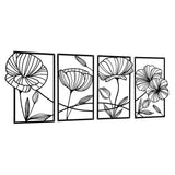 Yezi Metal Wall Art 4Pcs Floral Minimalist Line Decor-1937319819200303105