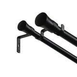 Marlow Black Double Curtain Rod Steel Pole Pommel Set Extendable Adjustable-1910112209103622145