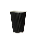 1000 Pcs 12oz Disposable Takeaway Coffee Black-1910113172673662977
