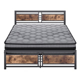 Metal Bed Frame Mattress Base Set Wood King-1919892912750071809