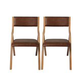 Levede 2x Dining Chairs Foldable PU Brown-1910113297194160129