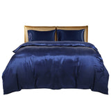 DreamZ Silky Satin Quilt Cover Set Bedspread Blue Queen-1910113198409912321