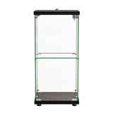 Stacked Display Cabinet Collection Storage Tempered Glass 2 Tier With Lock Black-1937319791488536577