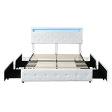 Levede Double Bed Frame RGB LED PU 4 Drawer USB-1937319784479854593
