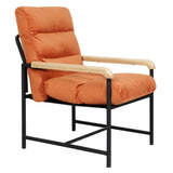 Levede Metal Framed Lounge Chair Velvet in Orange-1919278353270050817