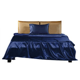 DreamZ Silky Satin Sheets Fitted Flat Single Blue-1910113196430200833