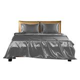 DreamZ Silky Satin Sheets Fitted Double Grey-1910113195188686849