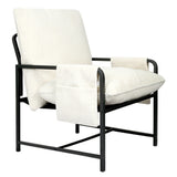 Levede Metal Framed Lounge Chair Corduroy in Beige-1919278353102278657