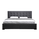 Levede Queen Bed Frame Fabric Tufted Dark Grey-1910113204571344897