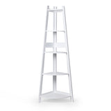 Levede 5 Tier Corner Shelf Wooden Storage White-1917016724704727041