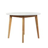 Levede Dining Table Round Rubberwood Base 100cm White 100 CM-1910113303720497153