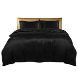 DreamZ Silky Satin Quilt Cover Set Bedspread Black Double-1910113196807688193