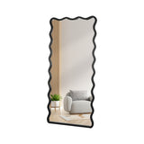 Yezi Full Length Floor Mirror 170cm x 70cm Black Wavy Steel Framed Retangular-1919892939627171841