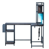 Levede L Shaped Gaming Desk with LED Lights Brown-1937319785700397057