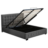 Levede Gas Lift Bed Frame Fabric Base Double Dark Grey-1910113203266916353