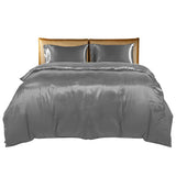 DreamZ Silky Satin Quilt Cover Set Bedspread Dark Grey Double-1910113197155815425