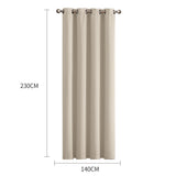 2x Blockout Curtains Panels 3 Layers Beige-1910113267850809346