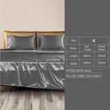 DreamZ Silky Satin Sheets Fitted King Grey Dark Grey-1910113195658448898