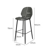 Levede 2x Bar Stool Barstools Counter Grey-1910113299538776066