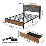 Levede Queen Bed Frame Tufted Headboard USB Charge-1919892912343224322