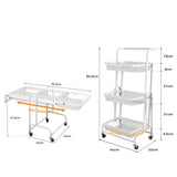 Levede 3 Tier Kitchen Trolley Cart Swivel White Colour-1910112823141339138