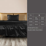 DreamZ Silky Satin Sheets Fitted Flat Single Black-1910113196275011586