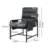 Levede Metal Framed Lounge Chair Linen in Dark Grey-1919278353454600194