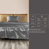 DreamZ Silky Satin Sheets Fitted Flat Single Grey Dark Grey-1910113196652498946