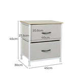 Levede Chest of 2 Drawers Bedside Table Beige-1910113286813257730