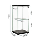 Stacked Display Cabinet Collection Storage Tempered Glass 2 Tier With Lock Black-1937319791488536578