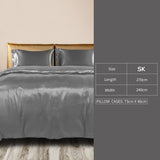 DreamZ Silky Satin Quilt Cover Set Bedspread Dark Grey Super King-1910113199538180098