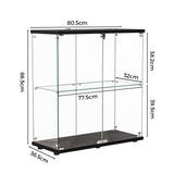 Stacked Glass Display Cabinet Lockable Collections Storage 2 Tier Shelf 2 Door-1937319791652114434