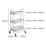 Levede 3 Tiers Kitchen Storage Trolley White-1917016722657906690