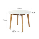 Levede Dining Table Round Rubberwood Base 100cm White 100 CM-1910113303720497154