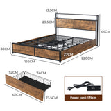 Levede Queen Bed Frame RGB LED 4 Drawers USB-1937319839207133186