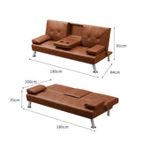 Levede Sofa Bed Adjustable Recliner Brown-1910113319998590978