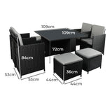 Levede 9PCS Outdoor Table Chair Set-1910112916758204418