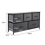 Levede Chest of 5 Drawers Storage Cabinet Dark Grey-1910113285462691842